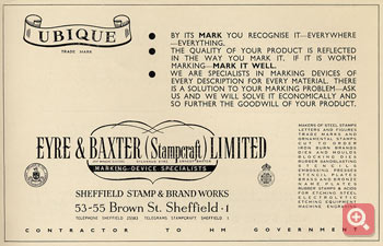 Advert from the 1953 addition of the Register of Trade Marks of the Cutlers' Company of Sheffield