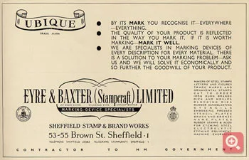 Advert from the 1953 addition of the Register of Trade Marks of the Cutlers' Company of Sheffield