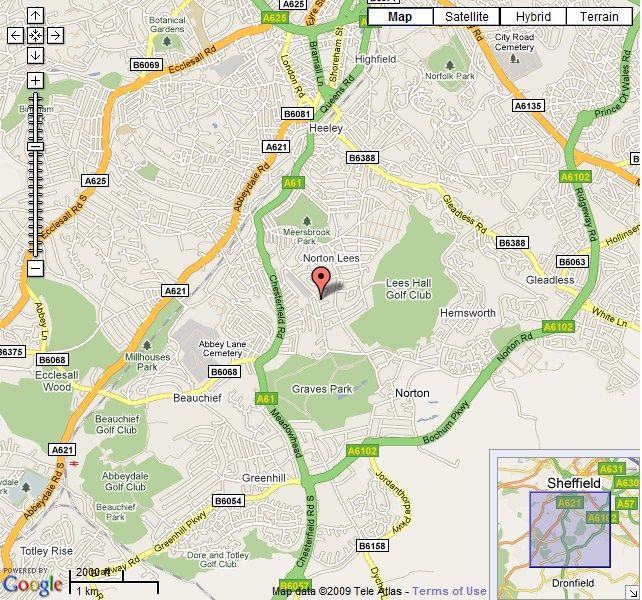 interactive map supplied by Google